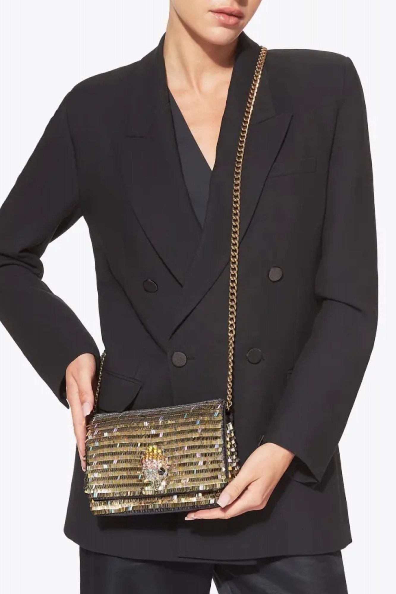 KURT GEIGER LONDON MINI KENSINGTON FLAP en color ORO (5)