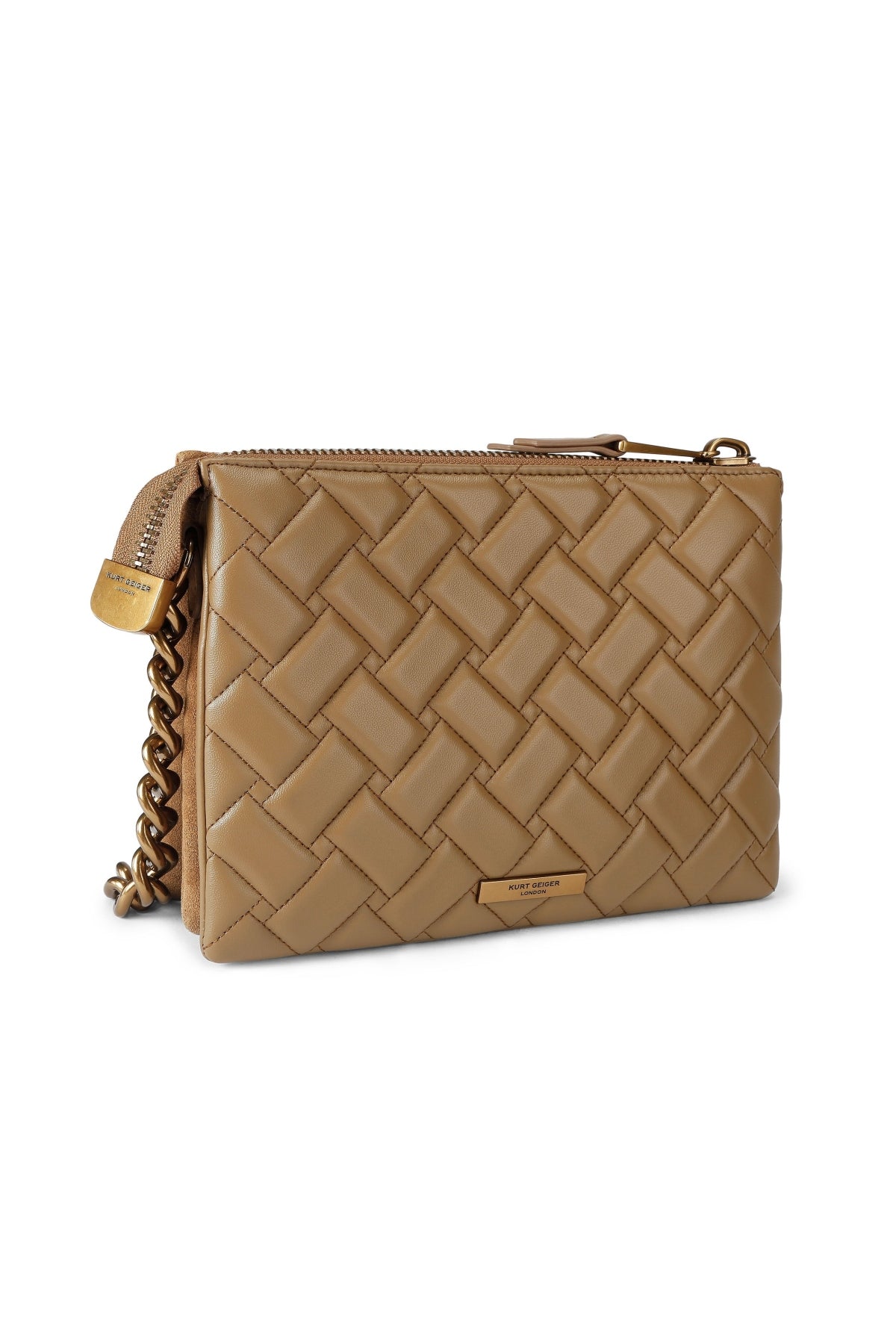 KURT GEIGER LONDON KENSINGTON PUFF 3 POUCH en color MARRON CLARO (2)