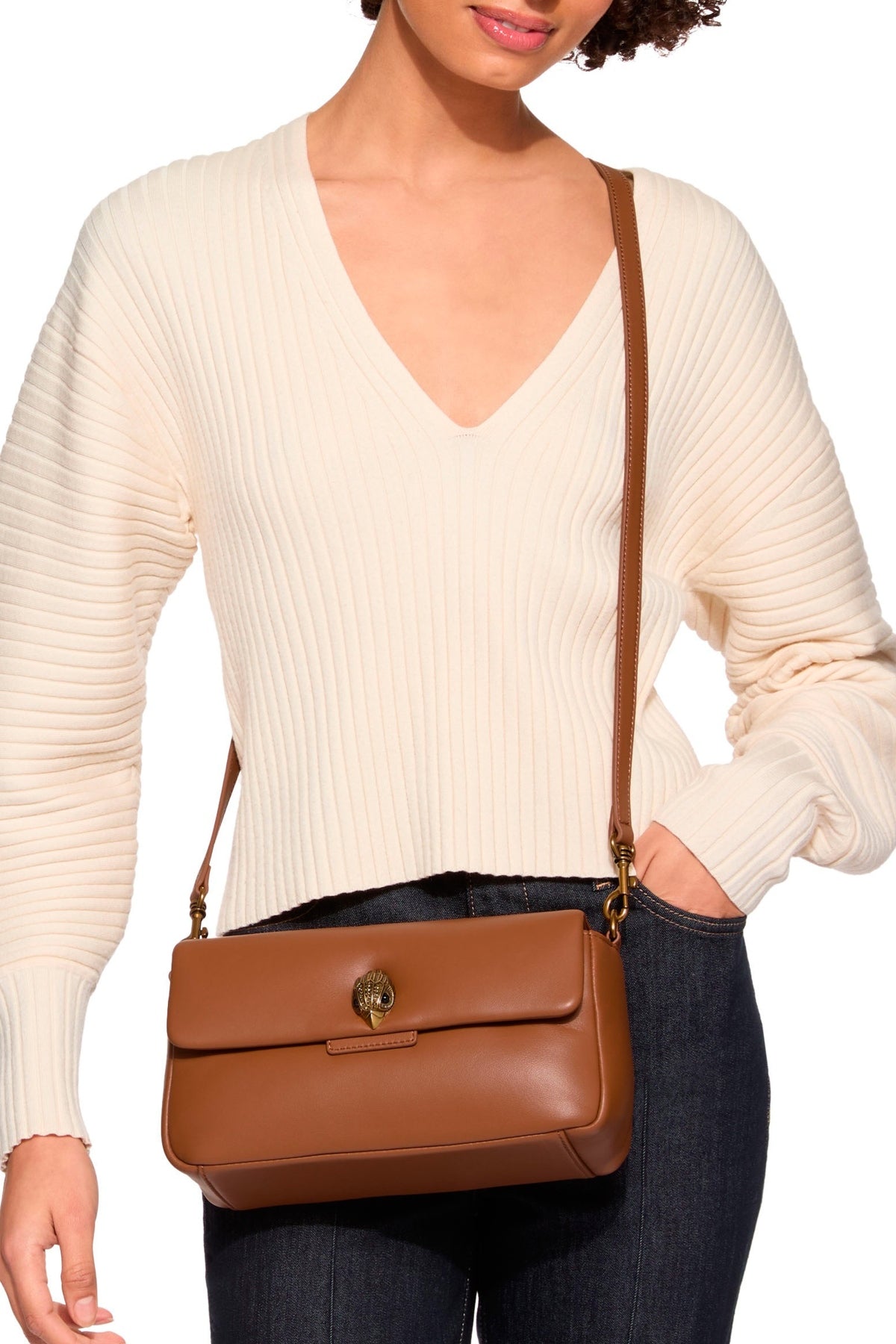 KURT GEIGER LONDON LEATHER OXFORD BAG en color MARRON (1)