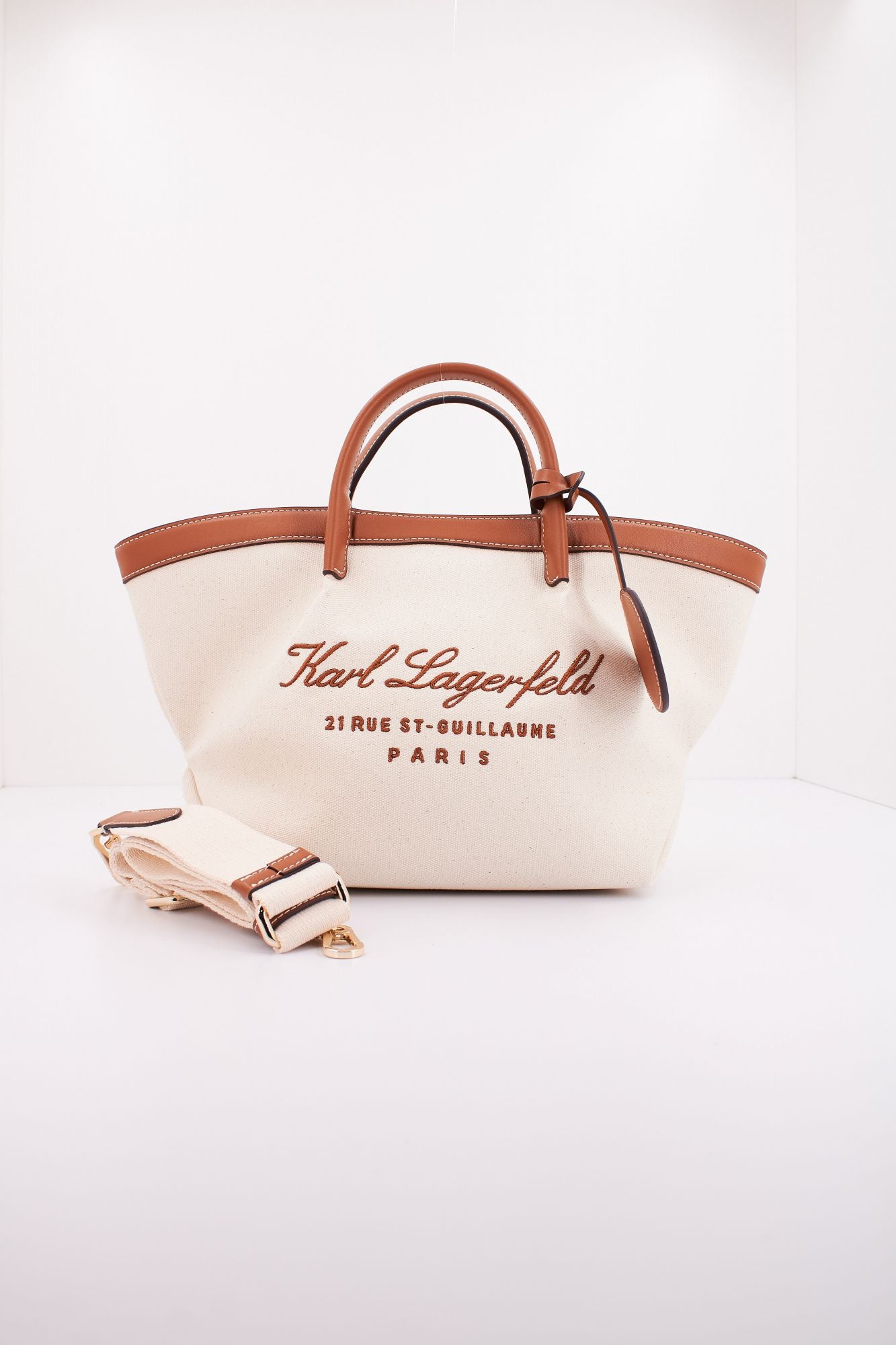 KARL LAGERFELD HOTEL KARL SM TOTE CANVAS en color BLANCO (1)