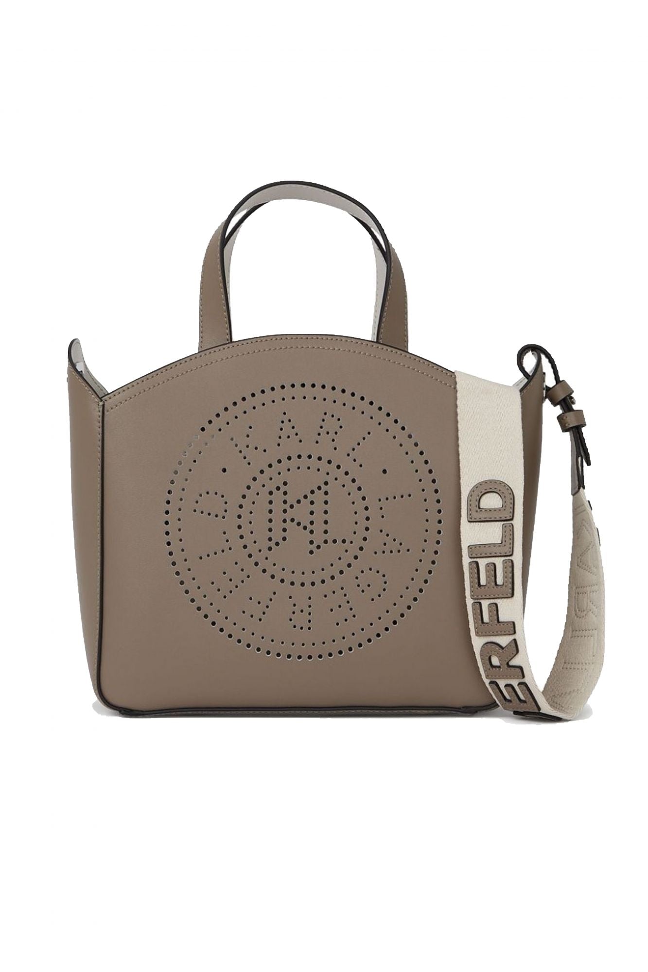 KARL LAGERFELD CIRCLE SM TOTE PERFORATED en color BEIS (1)