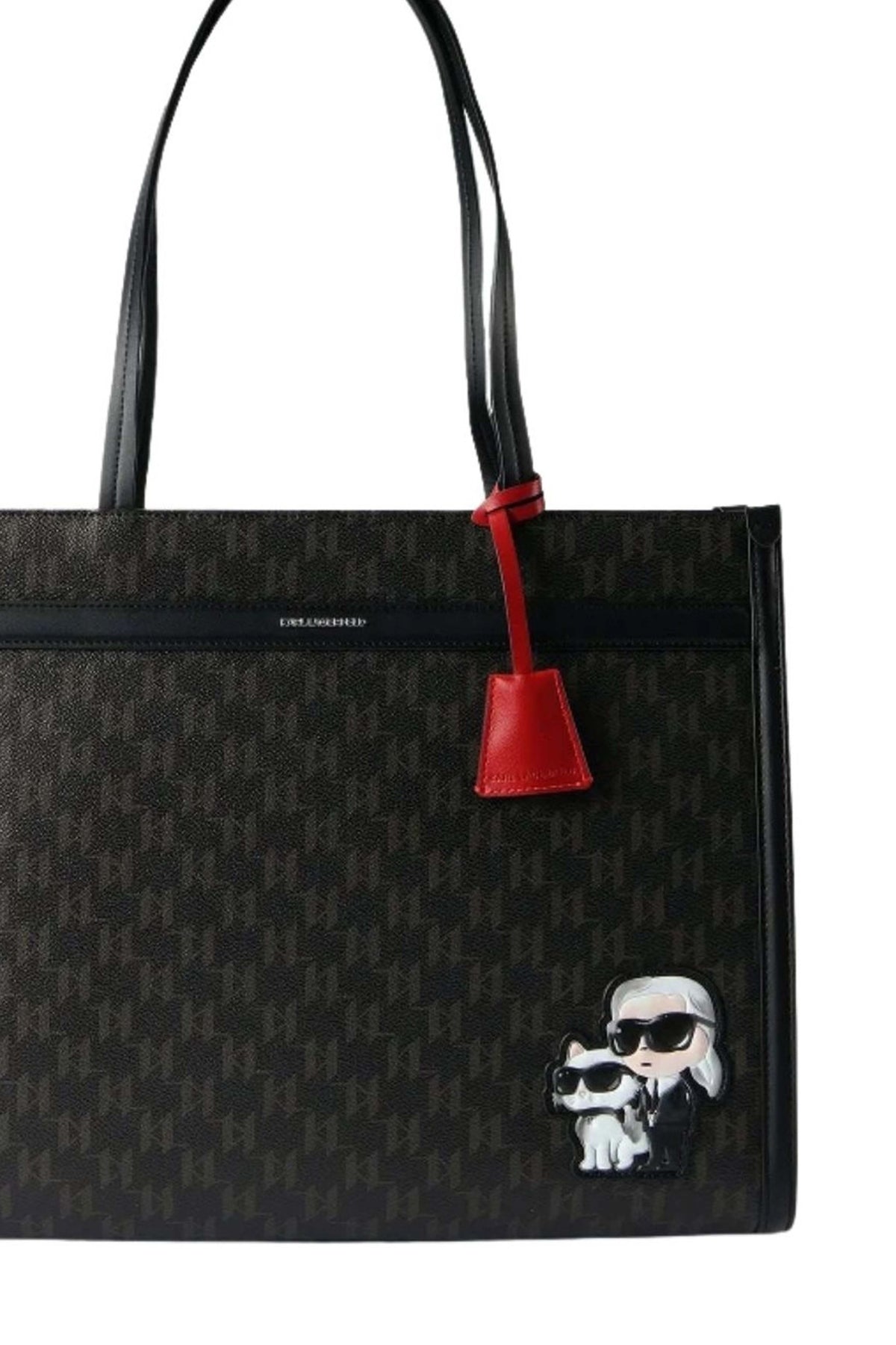 KARL LAGERFELD IKON MONOGRAM CC SQUARE TOTE en color MARRON (3)