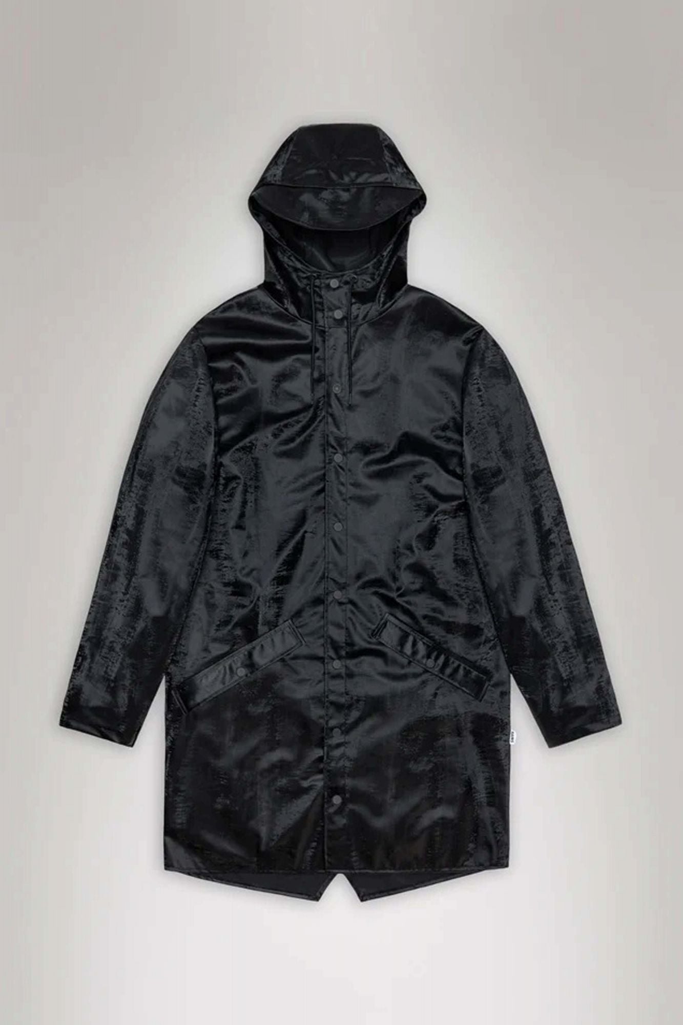 RAINS LONG JACKET W3 en color NEGRO (2)