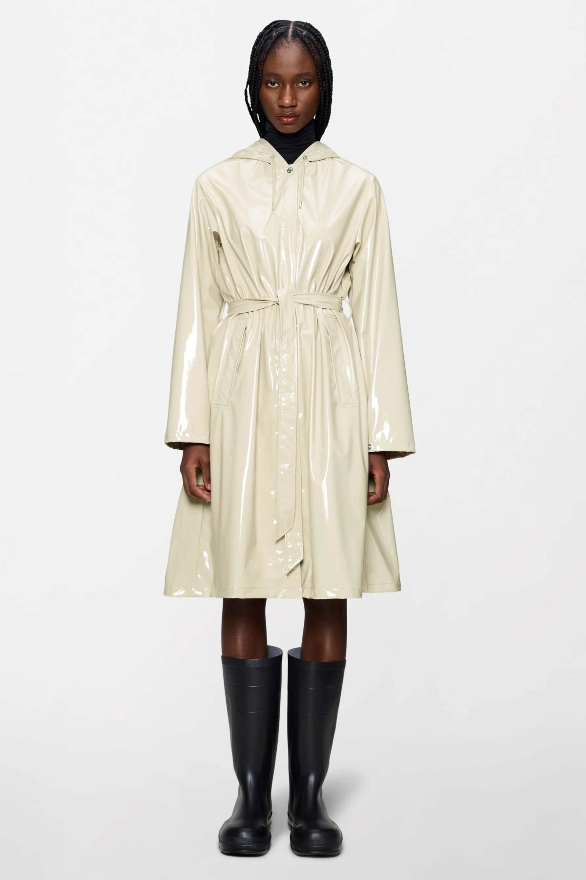 RAINS A LINE LONGER W JACKET W3 en color MARRON CLARO (3)