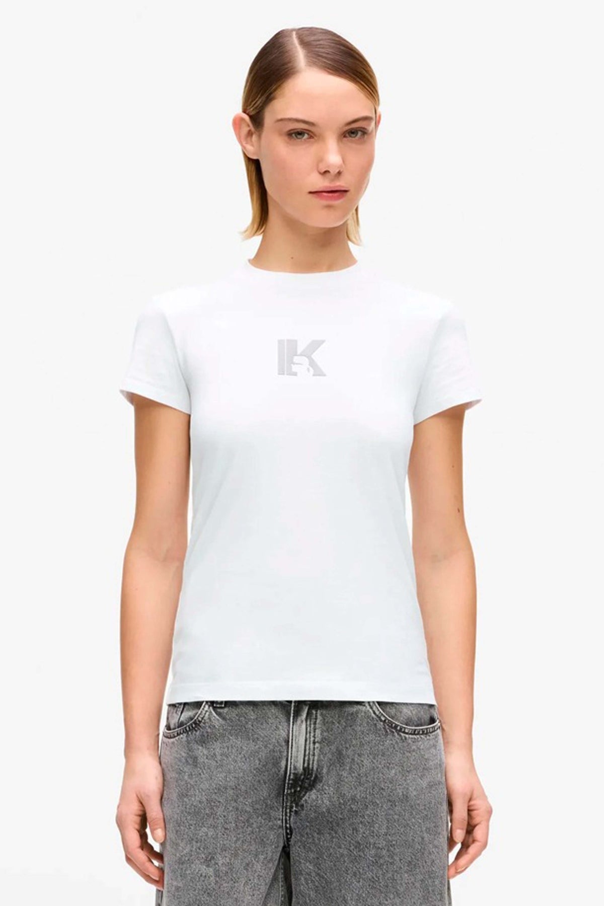 KARL LAGERFELD JEANS  KLJ SLIM SS K LOGO TEE  en color BLANCO (1)