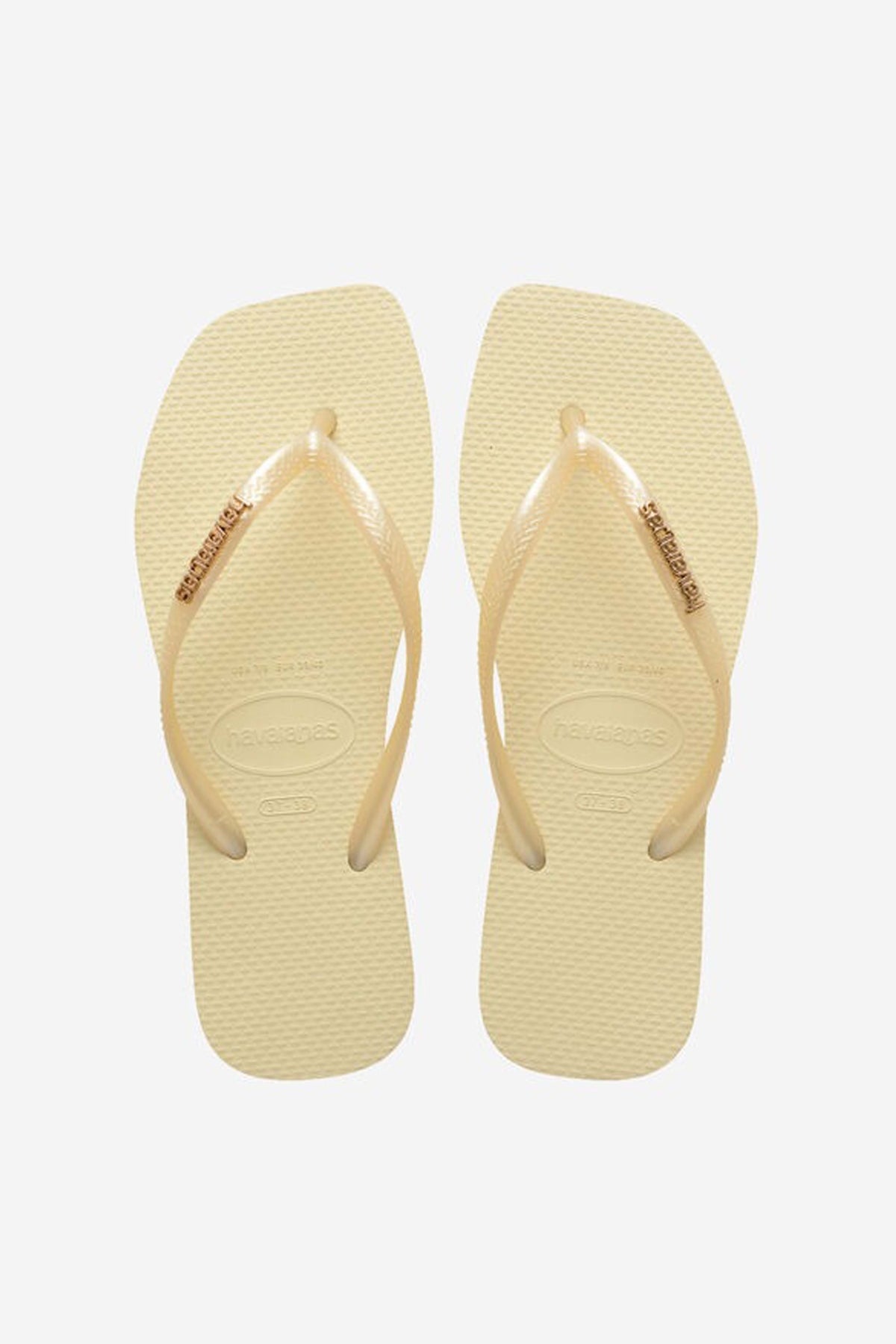 HAVAIANAS SQUARE LOGO METALLIC en color BEIS (1)