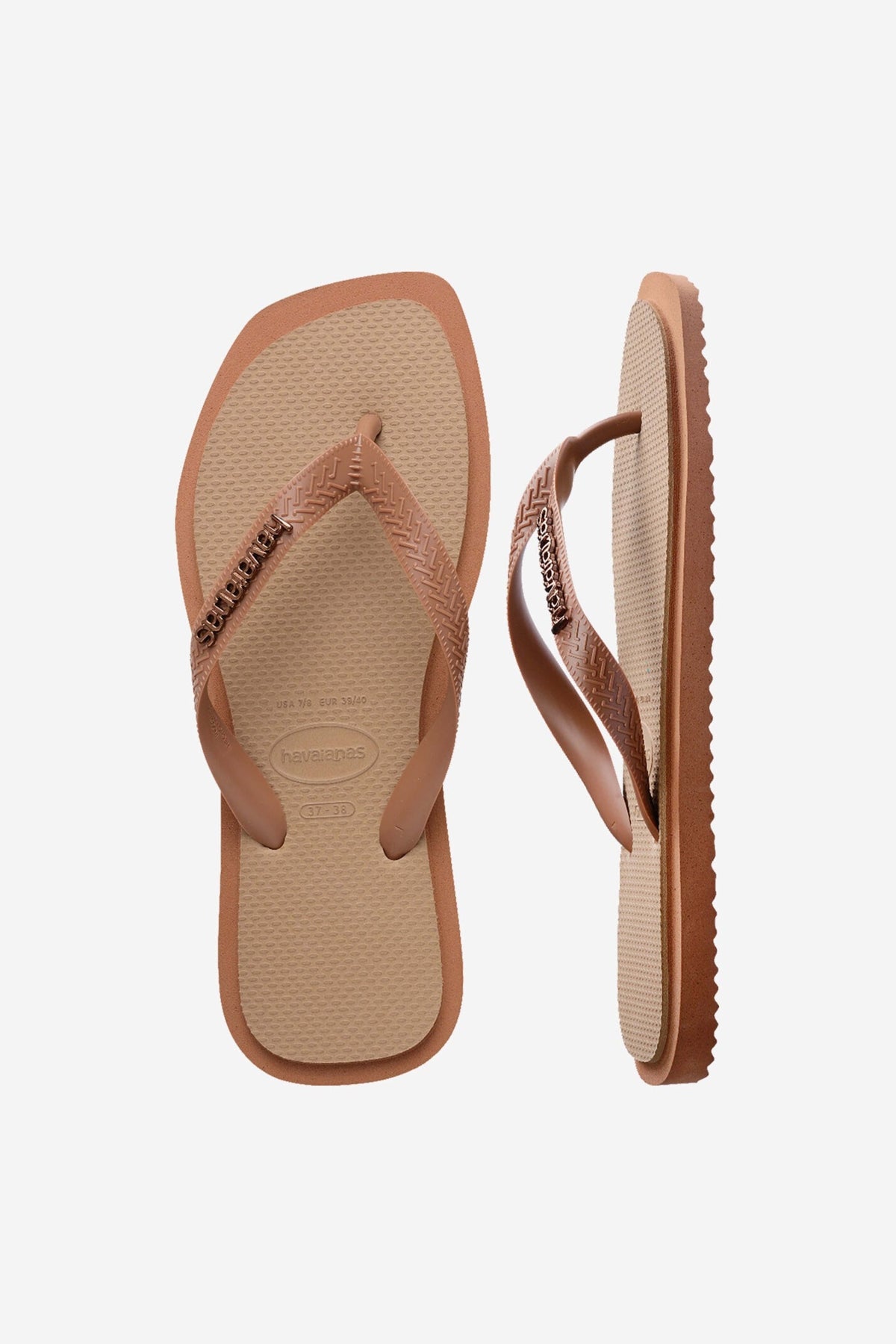 HAVAIANAS TOP SQUARE FUSION  en color MARRON CLARO (3)
