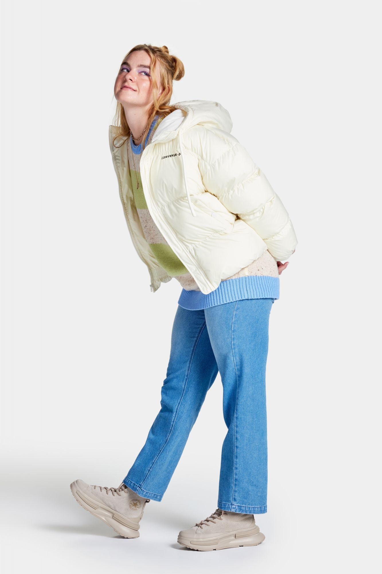 CONVERSE SYNTHETIC SHORT PUFFER JACKET en color BLANCO (3)