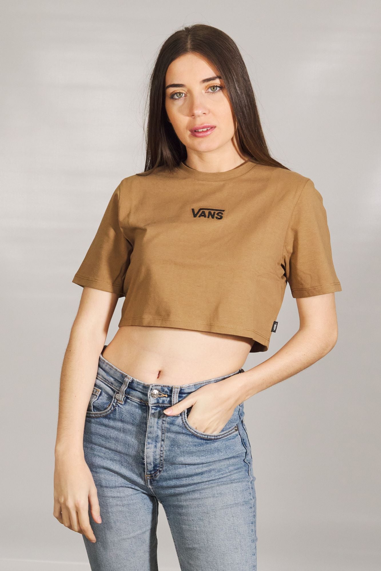 VANS FLYING V CREW CROP II en color MARRON (1)