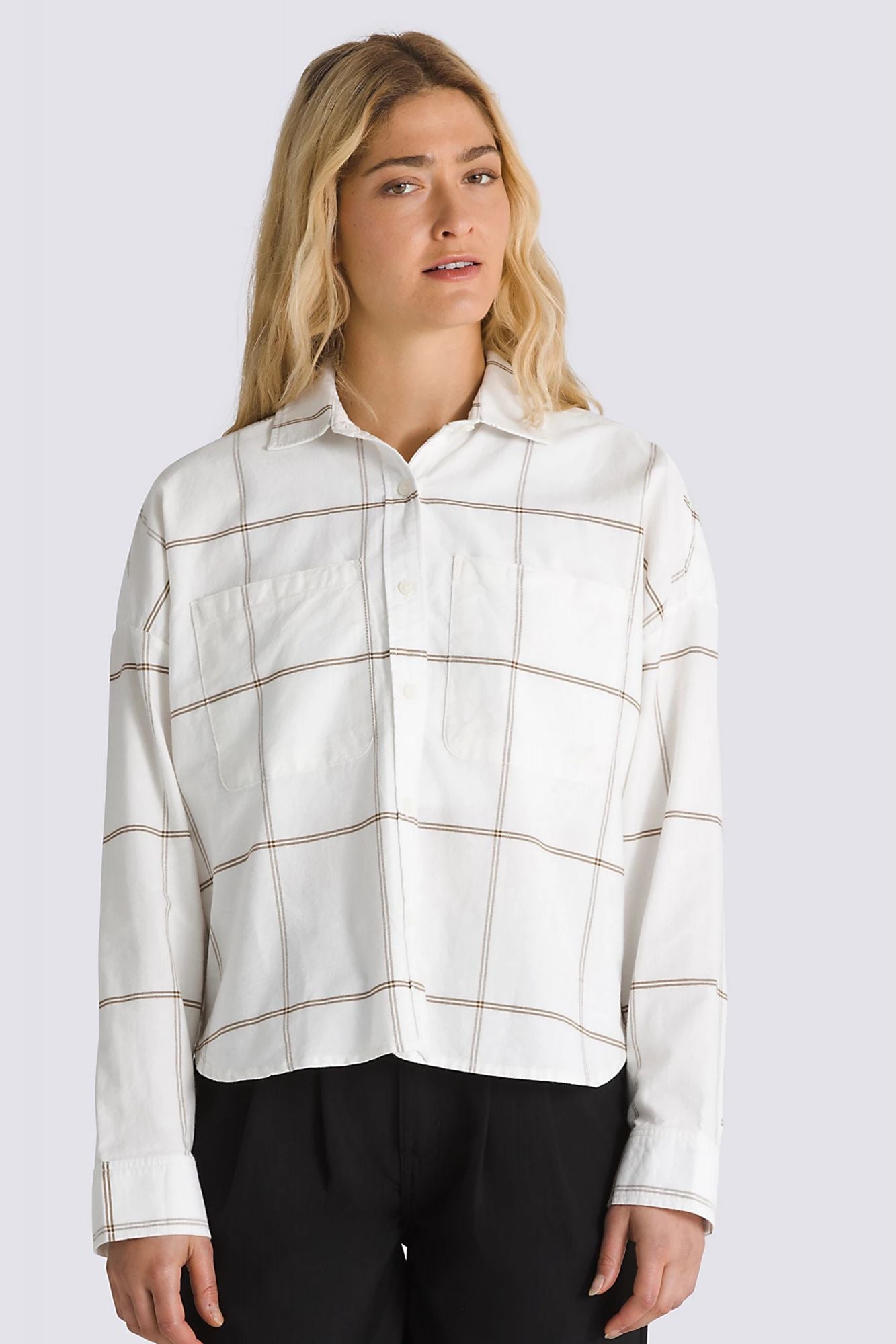 VANS  ANTICA BOXY LS SHIRT en color BLANCO (1)