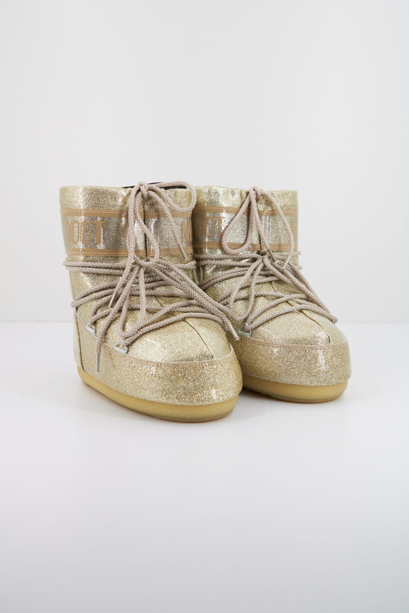 MOON BOOT  MB ICON LOW GLITTER en color ORO (2)