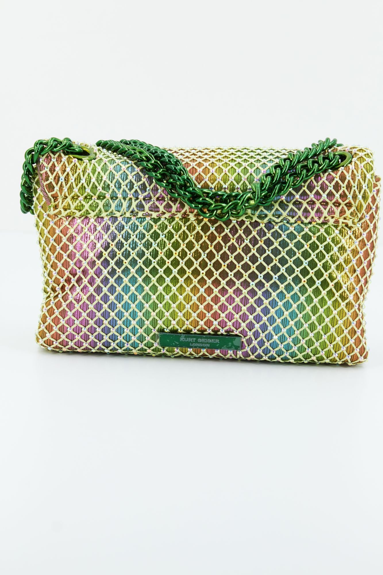 KURT GEIGER LONDON FABRIC MINI KENSINGTON en color VERDE (3)